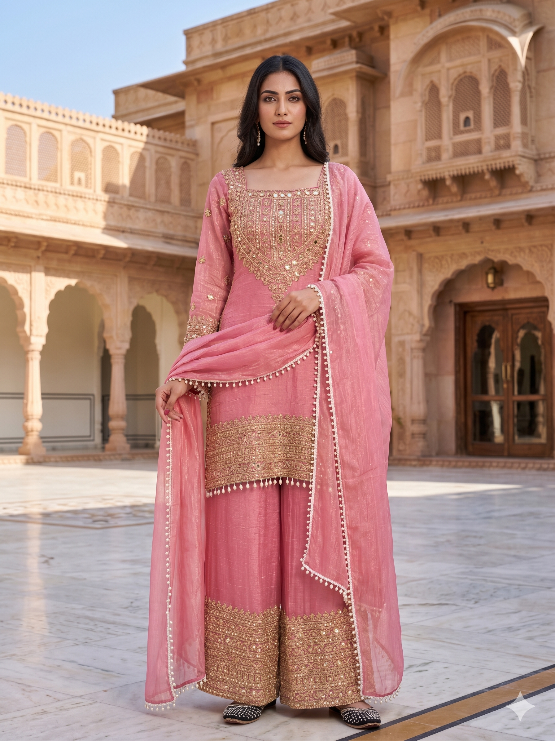 Royal Orchid Embroidered Evening Couture